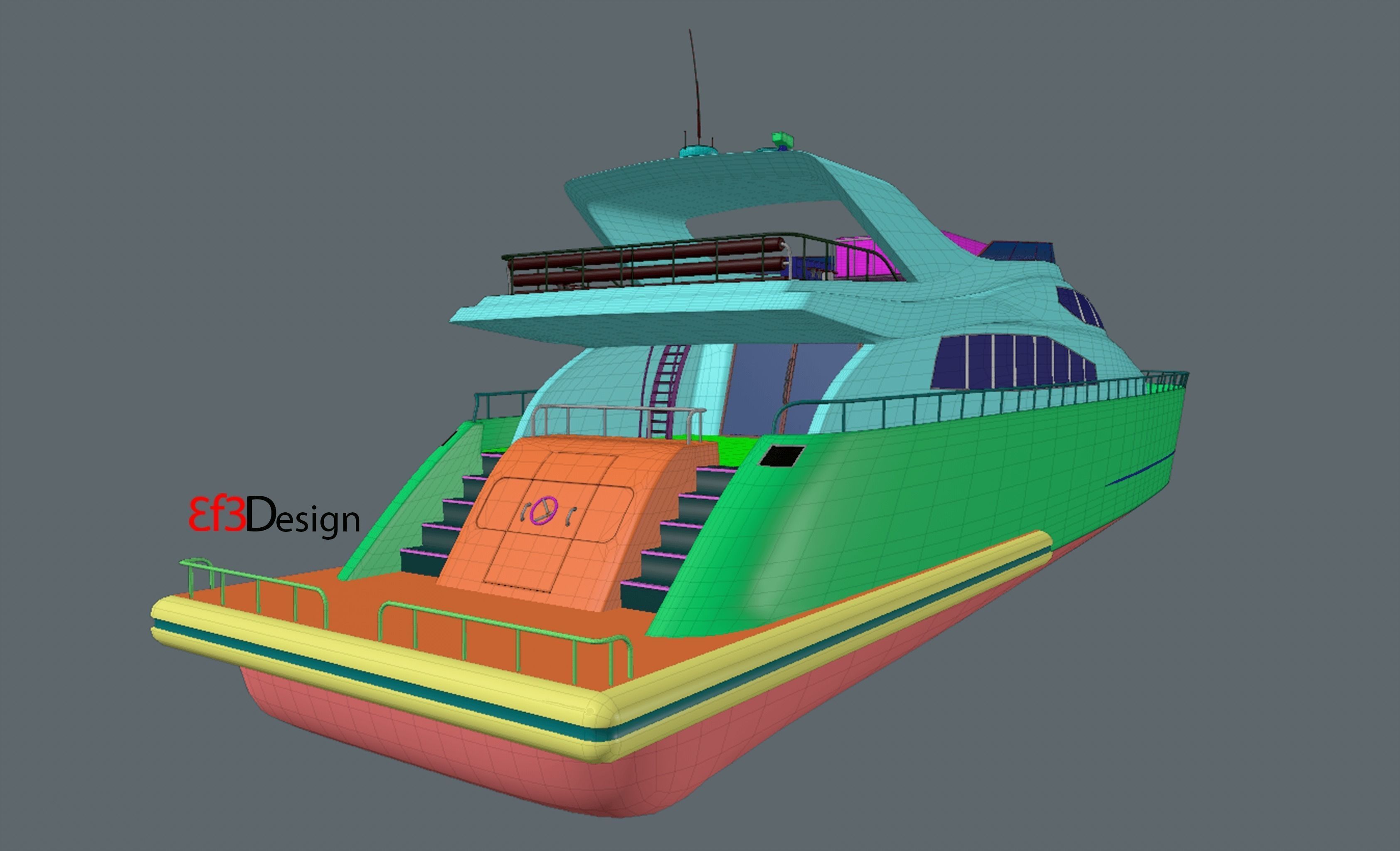 Luxury Yacht 3D model_6