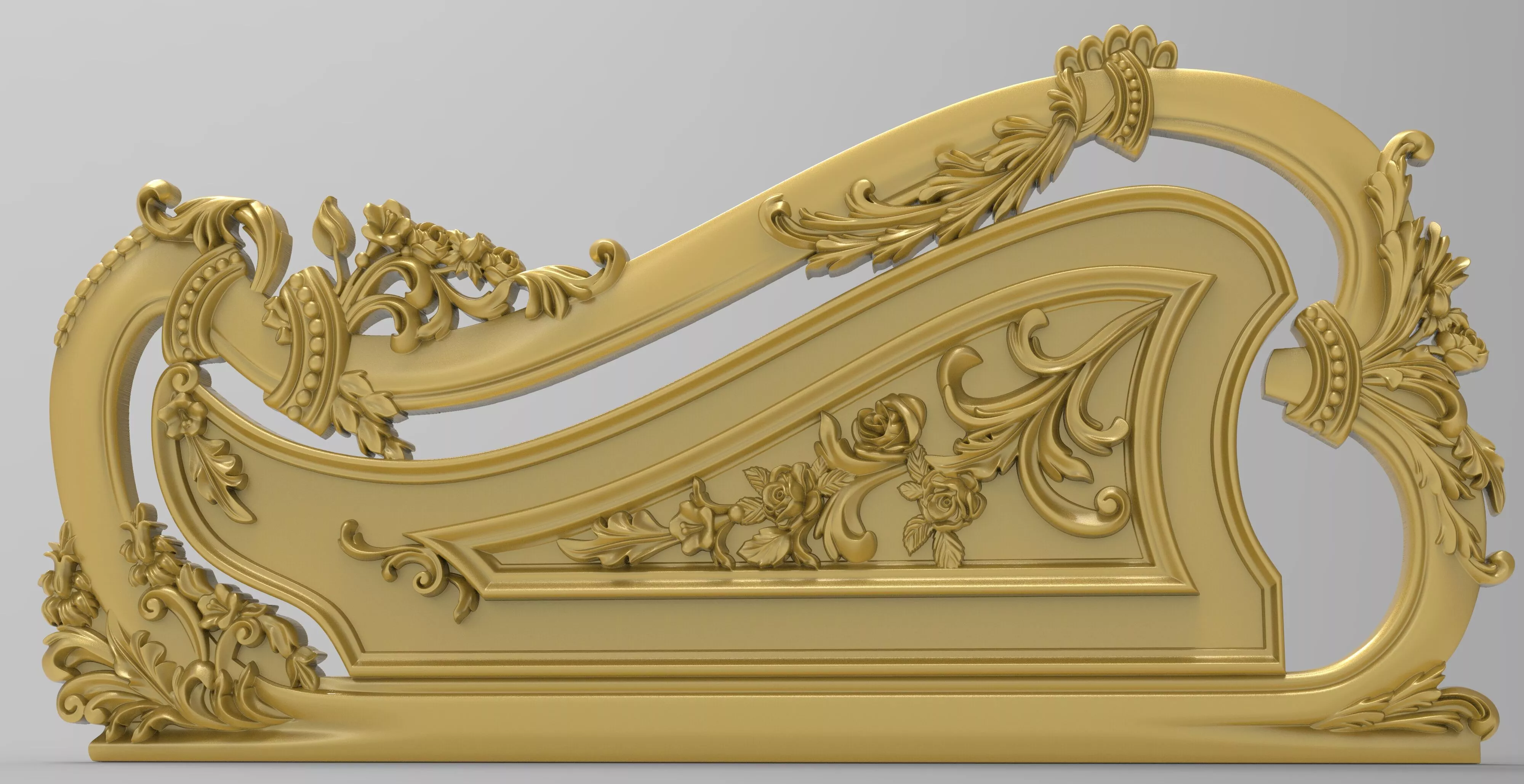 Classic Baroque Asymmetric Bed Headboard Relief STL 3D model