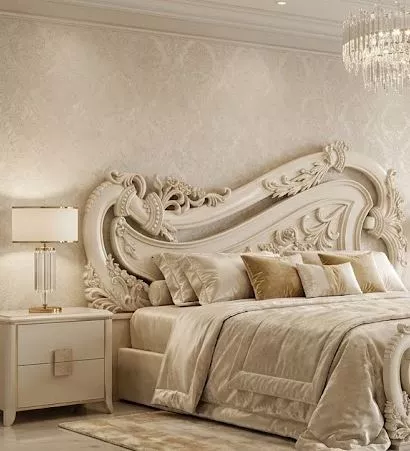 Classic Baroque Asymmetric Bed Headboard Relief STL 3D model