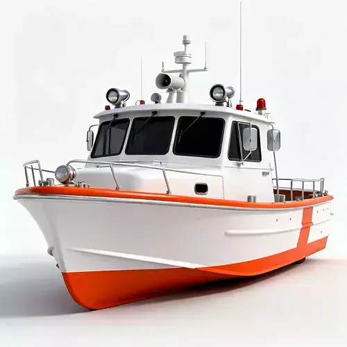 Realistic Stylized Pristine Coast Guard Patrol Boat 3D Model