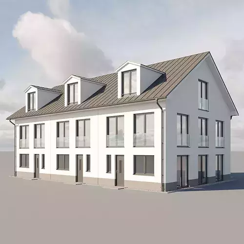 German Terraced House 3D model 6