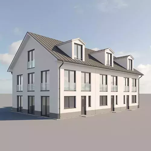 German Terraced House 3D model 2