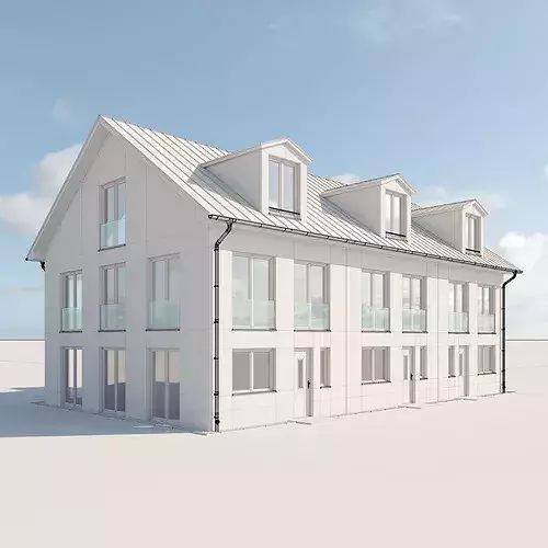 German Terraced House 3D model 3
