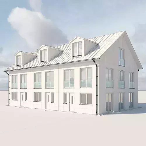 German Terraced House 3D model 7