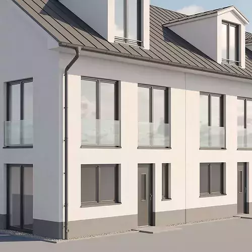 German Terraced House 3D model 4