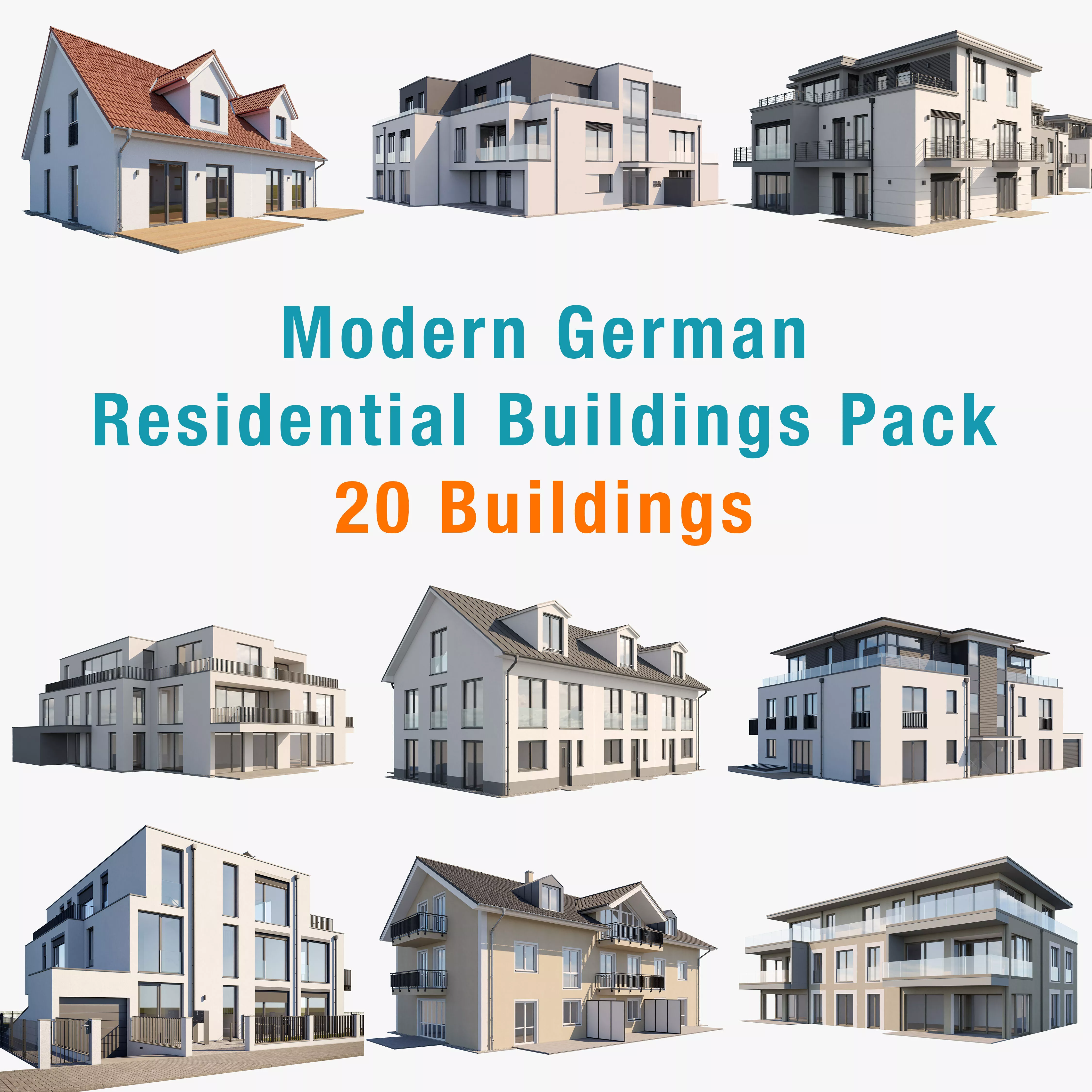 Modern German Residential Buildings Pack - 20 Buildings
