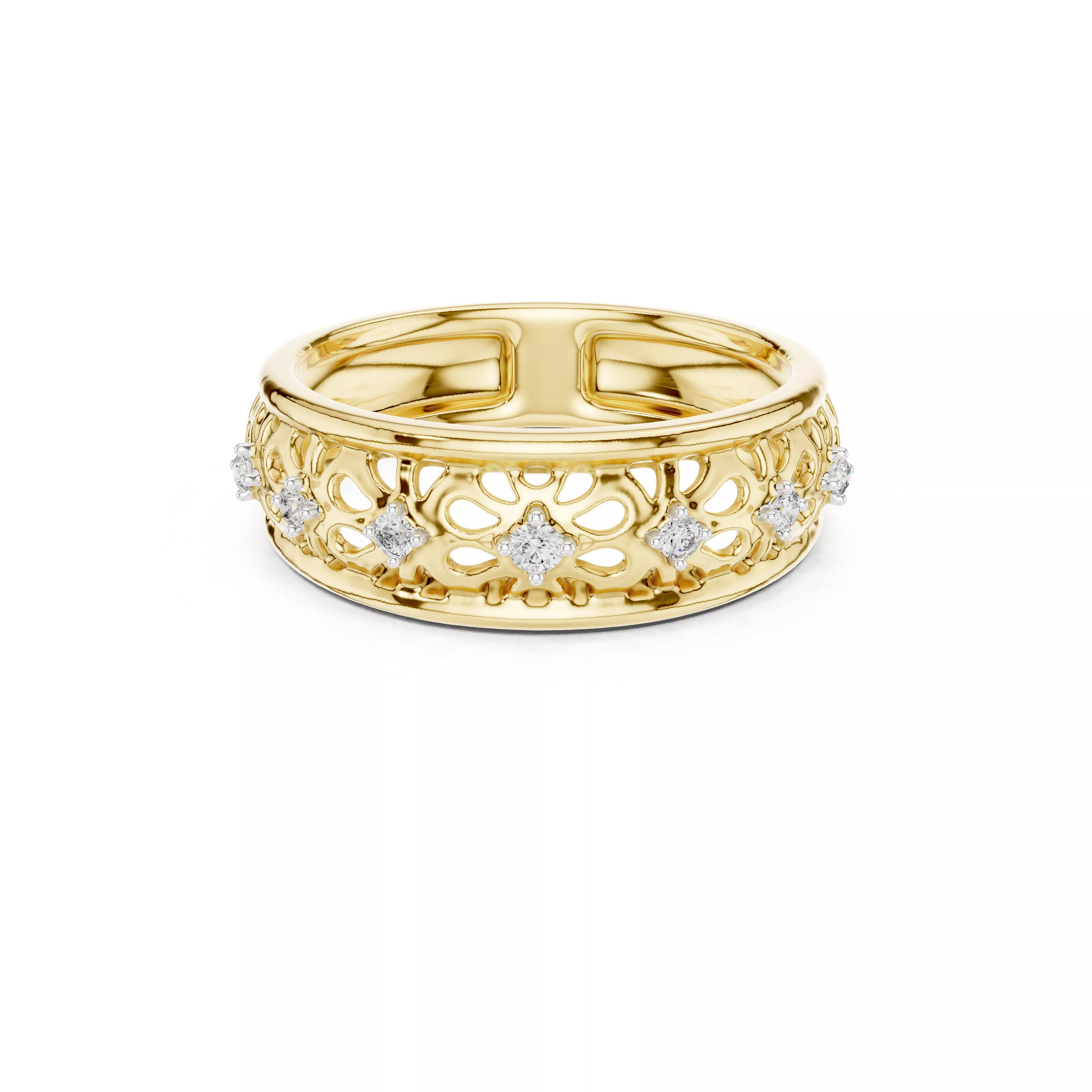 Premium Diamond Band Gold Wedding Ring CAD-10071 3D print model