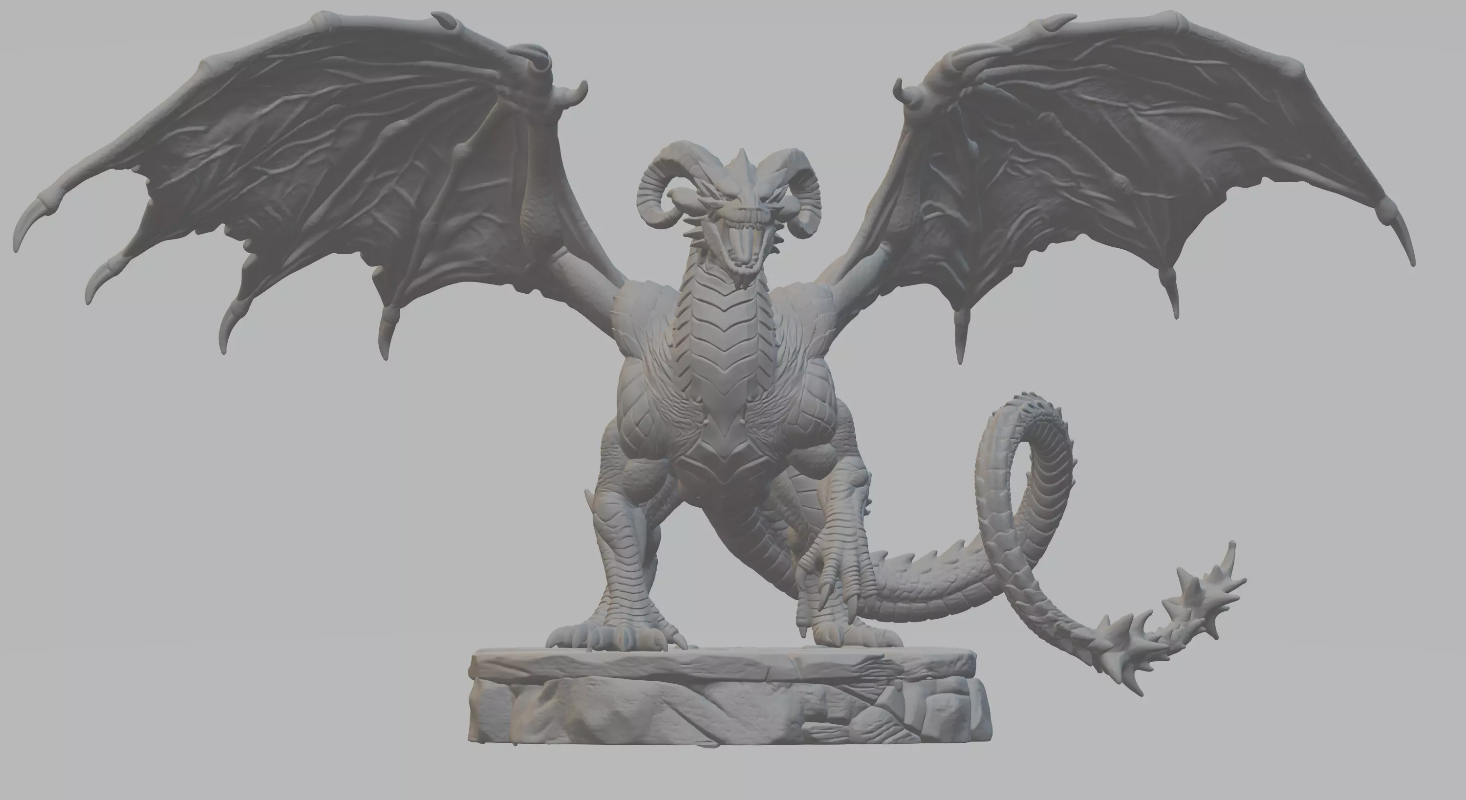 Epic Fantasy Dragon Statue 3D print model