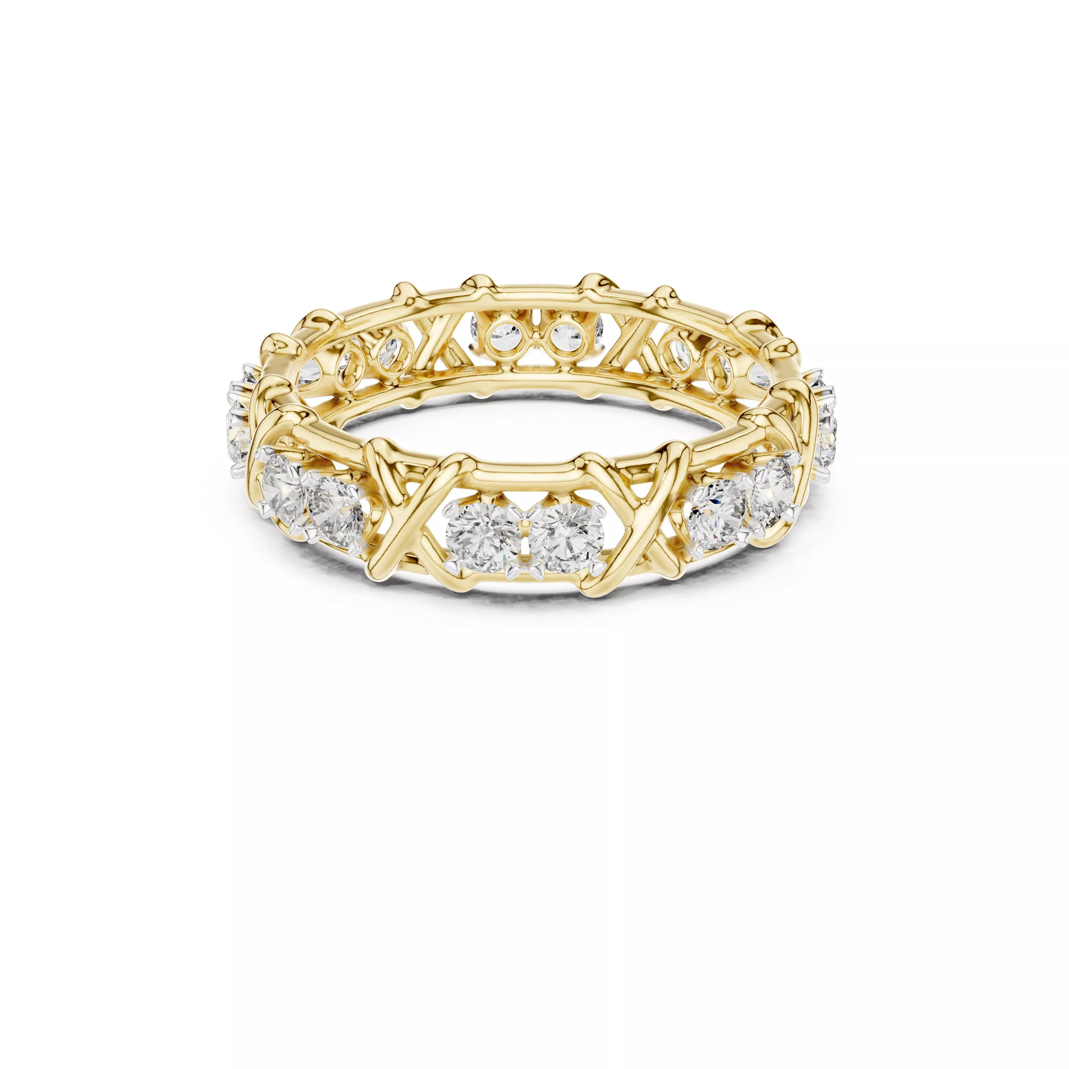 Premium Diamond Band Gold Wedding Ring CAD-10065 3D print model