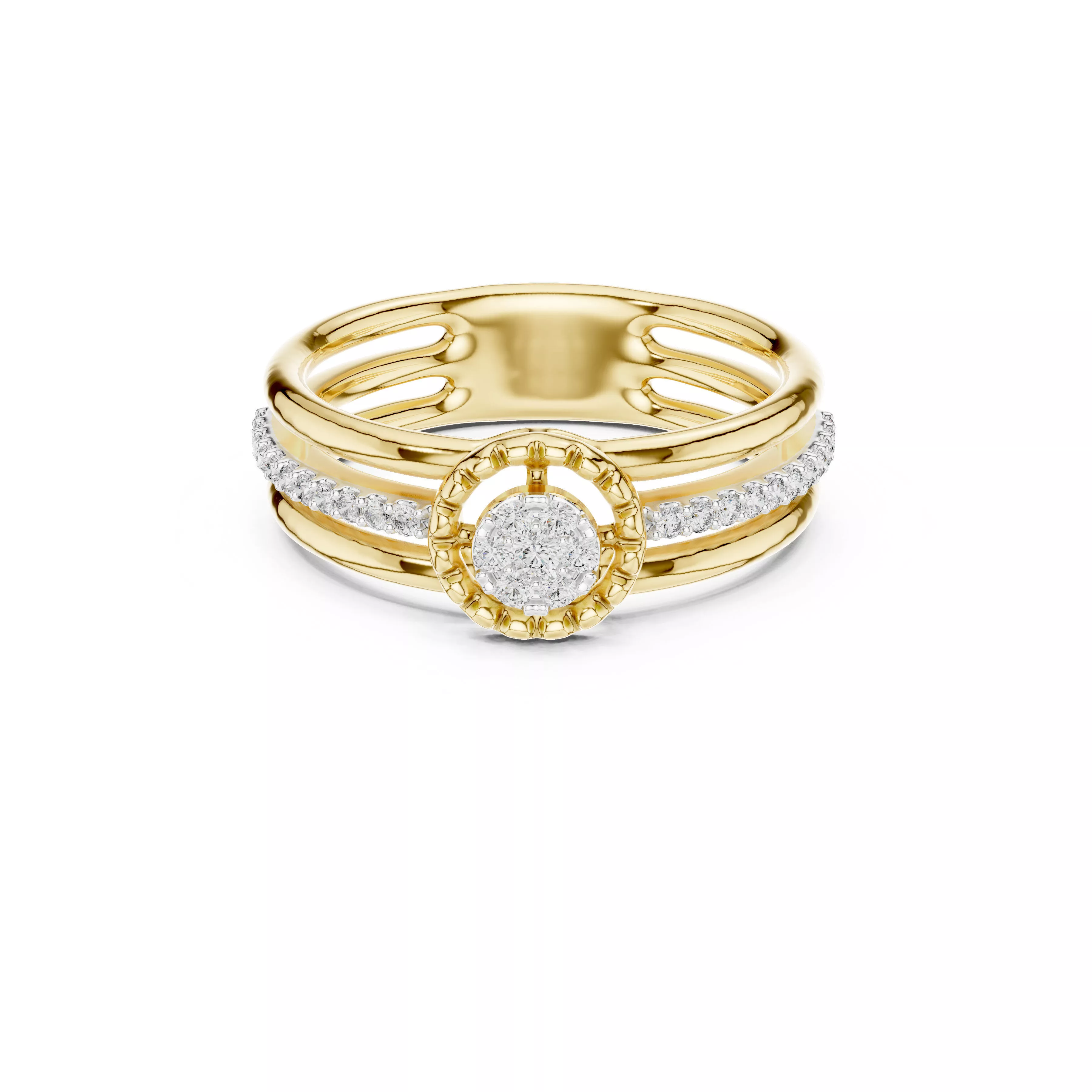 Premium Diamond Band Gold Wedding Ring CAD-10060 3D print model