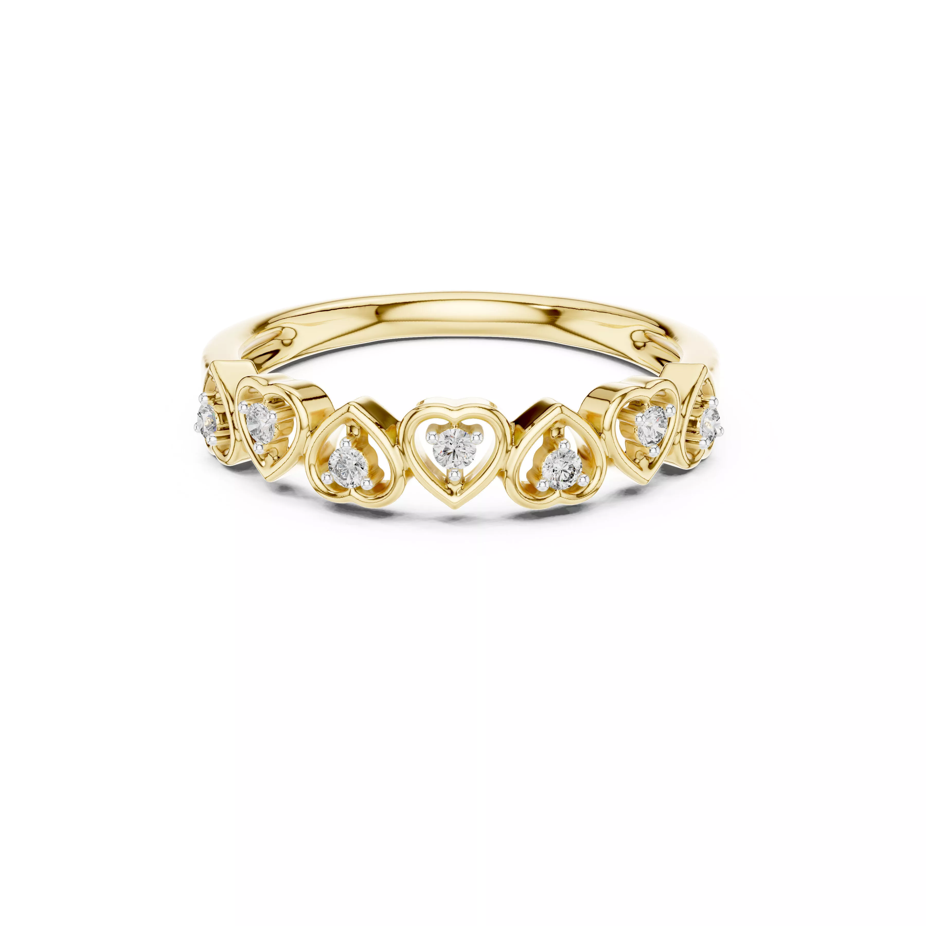 Heart Diamond Band Ring STL 3DM CAD 3D print model