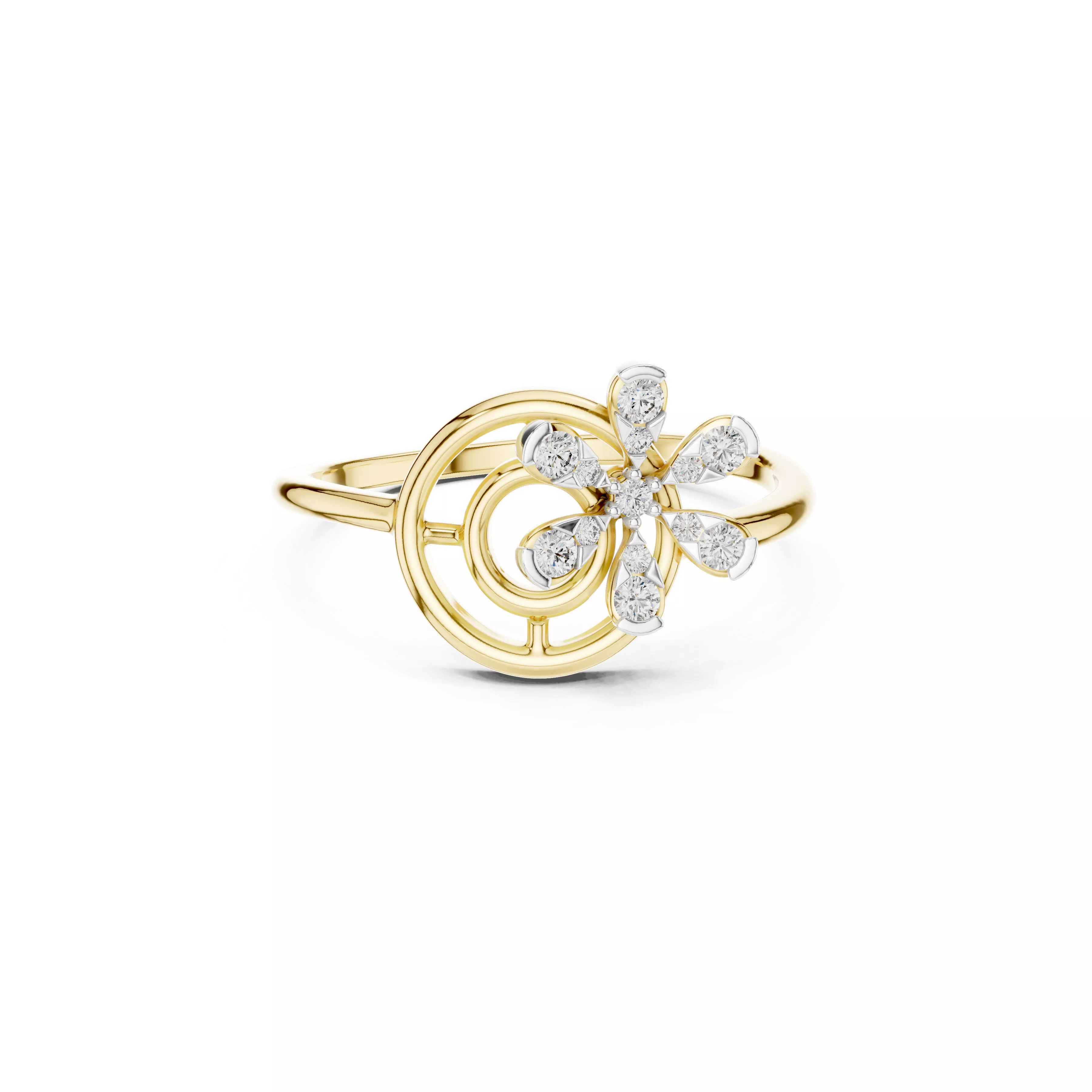 Spiral Floral Diamond Ring STL 3DM CAD 3D print model