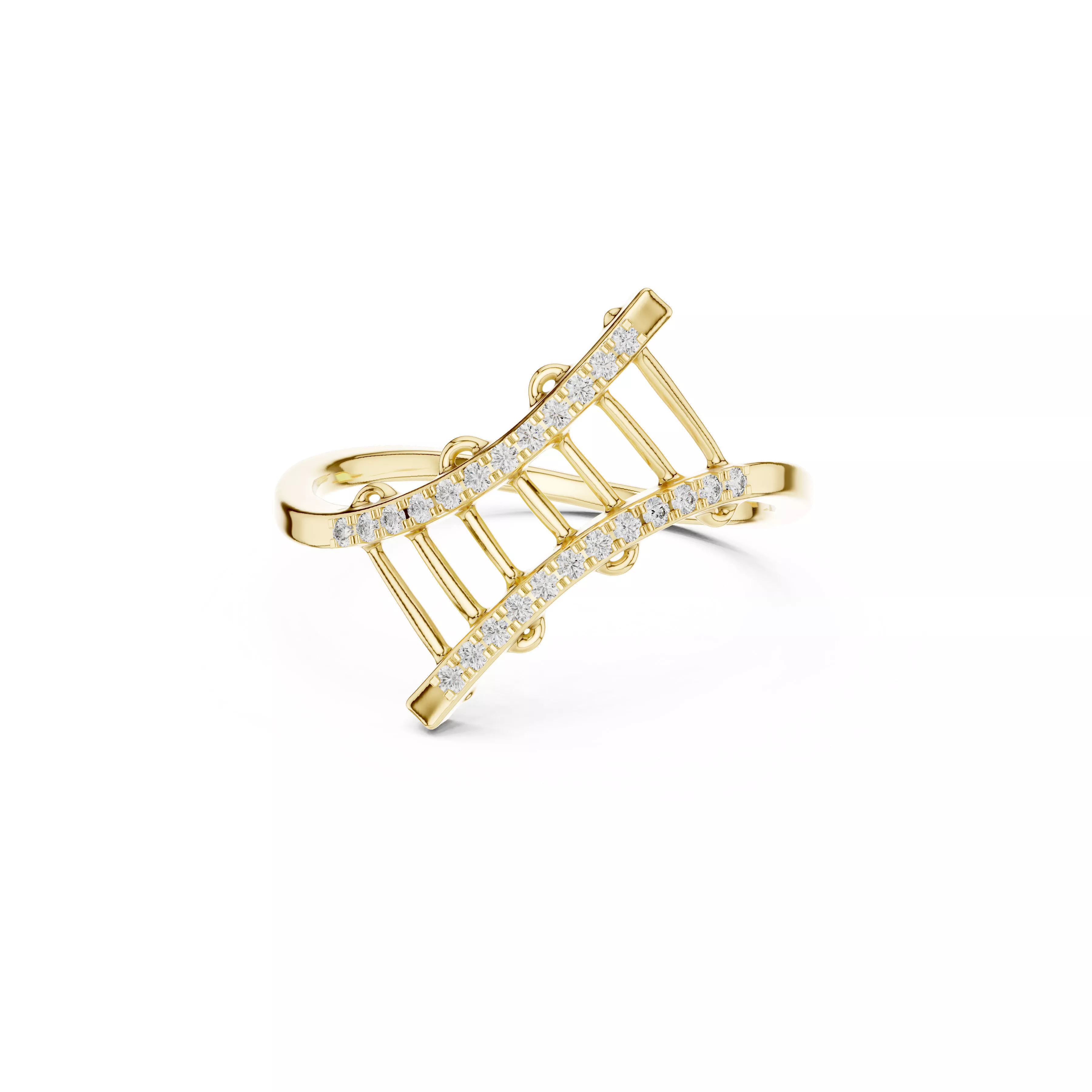 Geometric Diamond Bar Ring STL 3DM CAD 3D print model