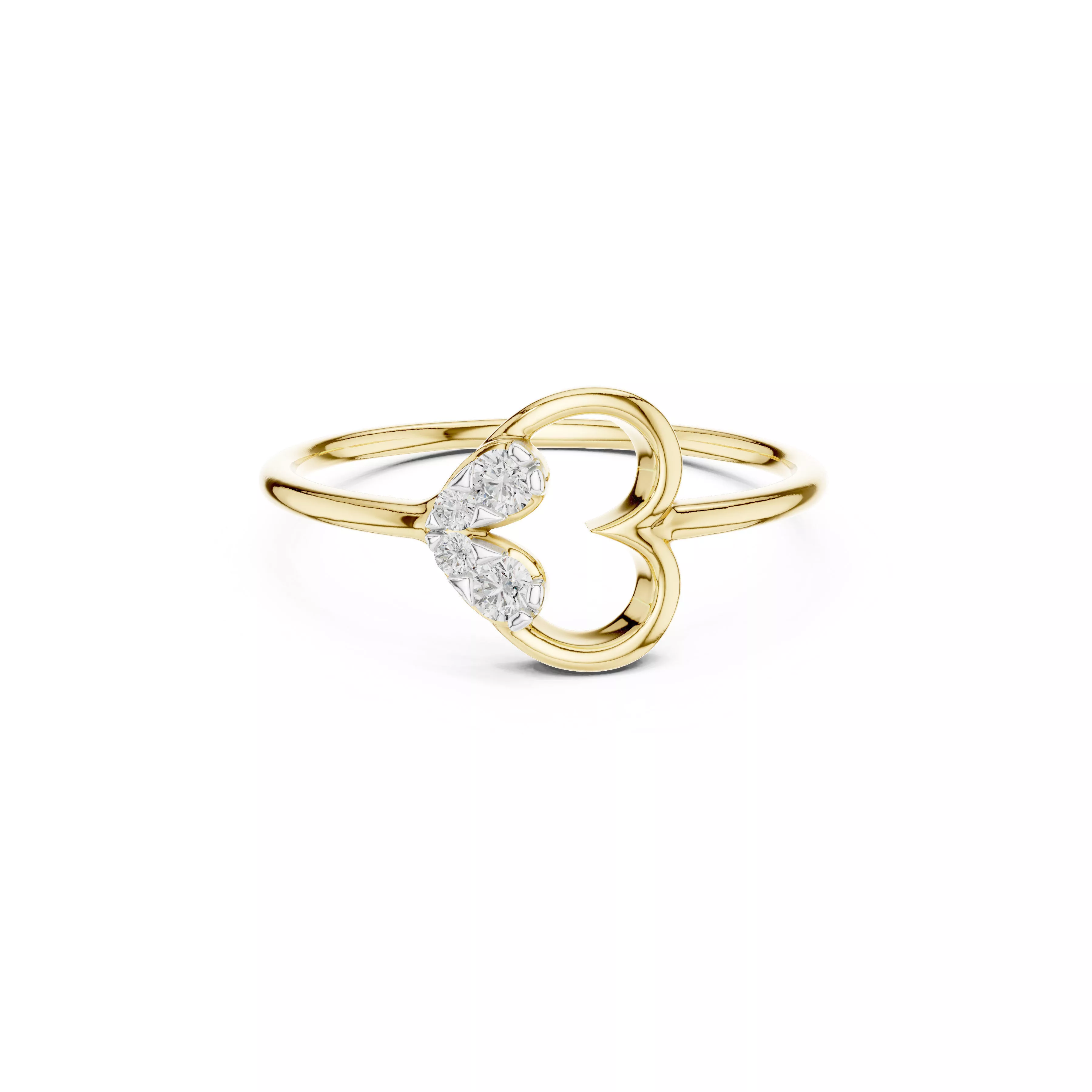 Open Heart Diamond Ring STL 3DM CAD 3D print model