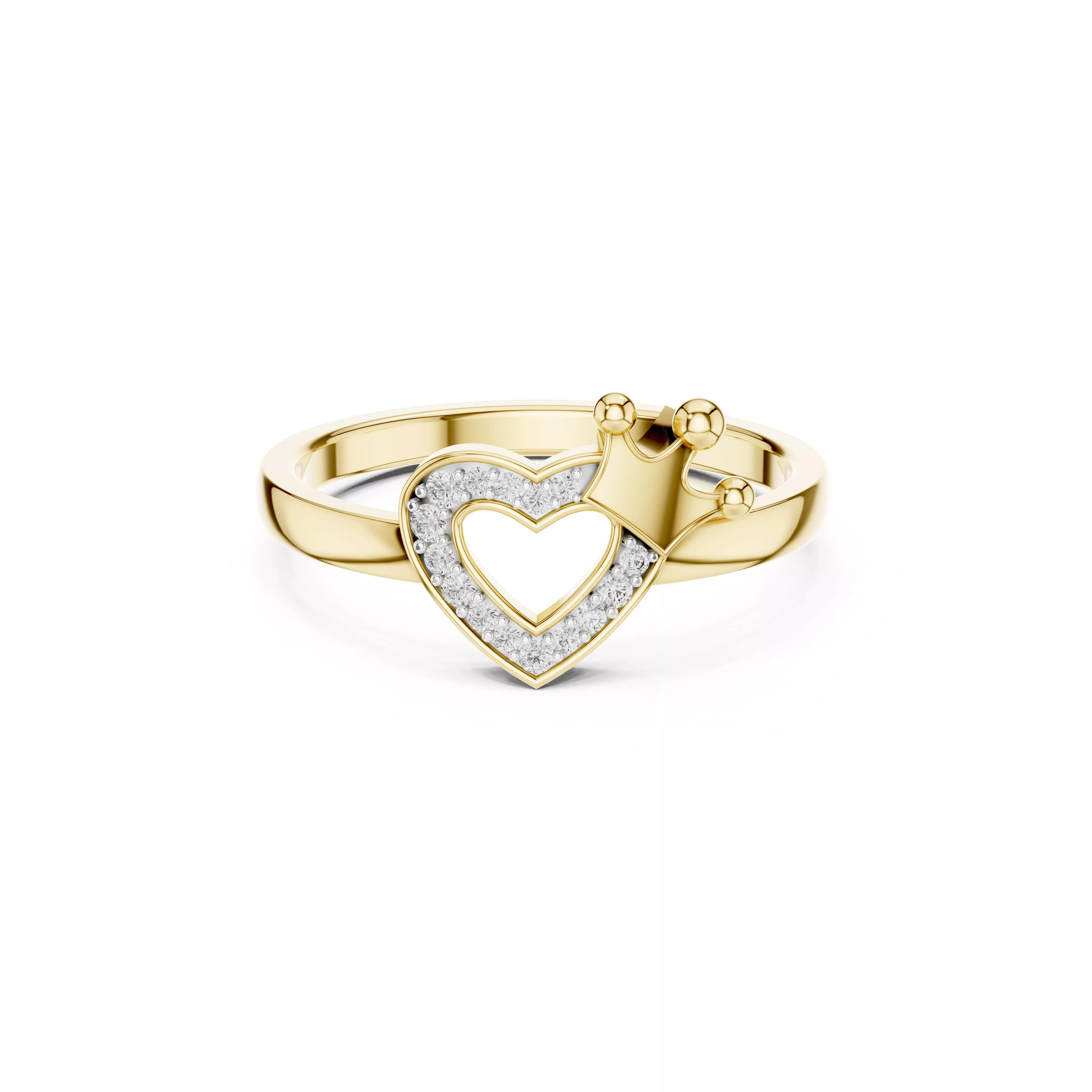Crown Heart Diamond Ring STL 3DM CAD 3D print model