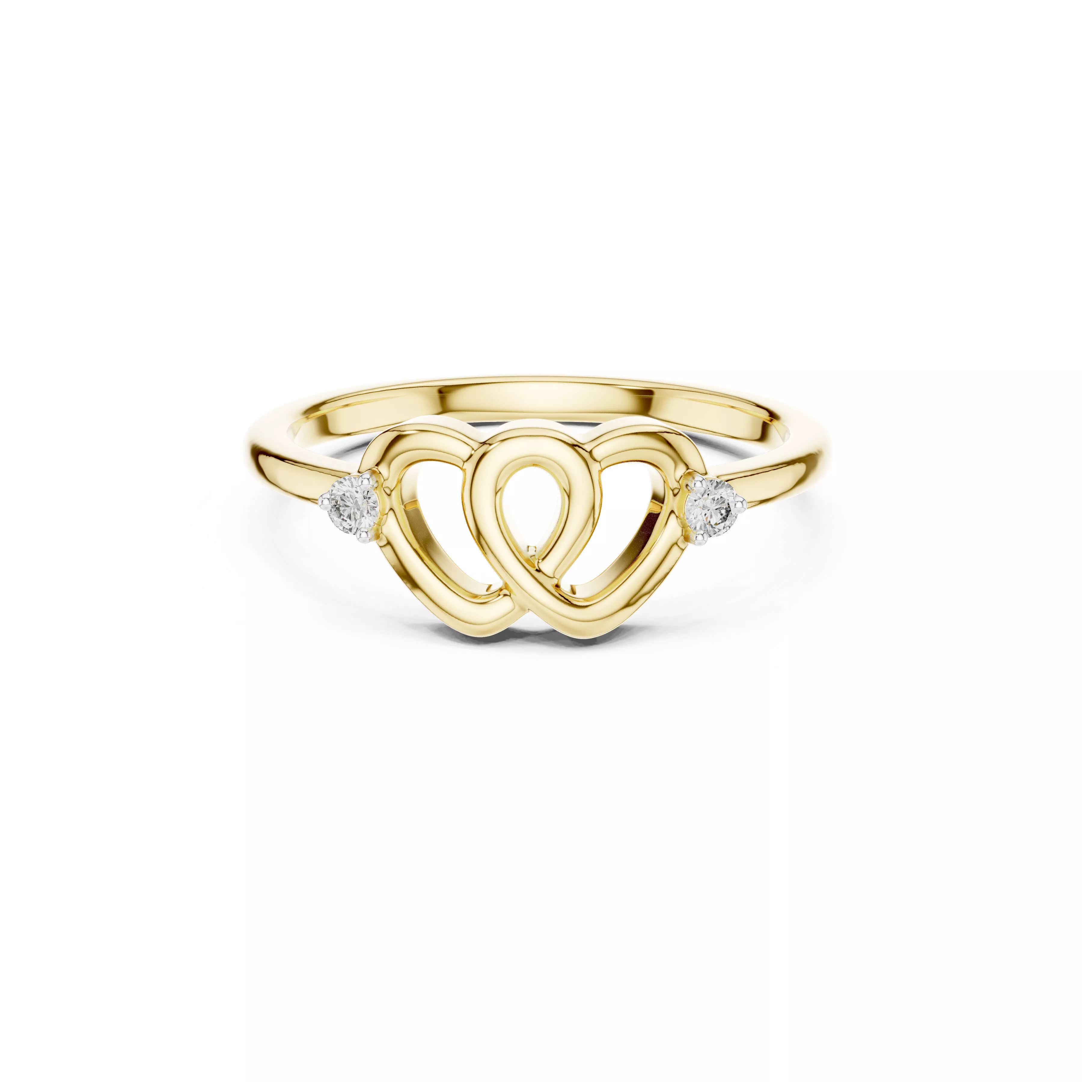Double Heart Diamond Ring STL 3DM CAD 3 3D print model