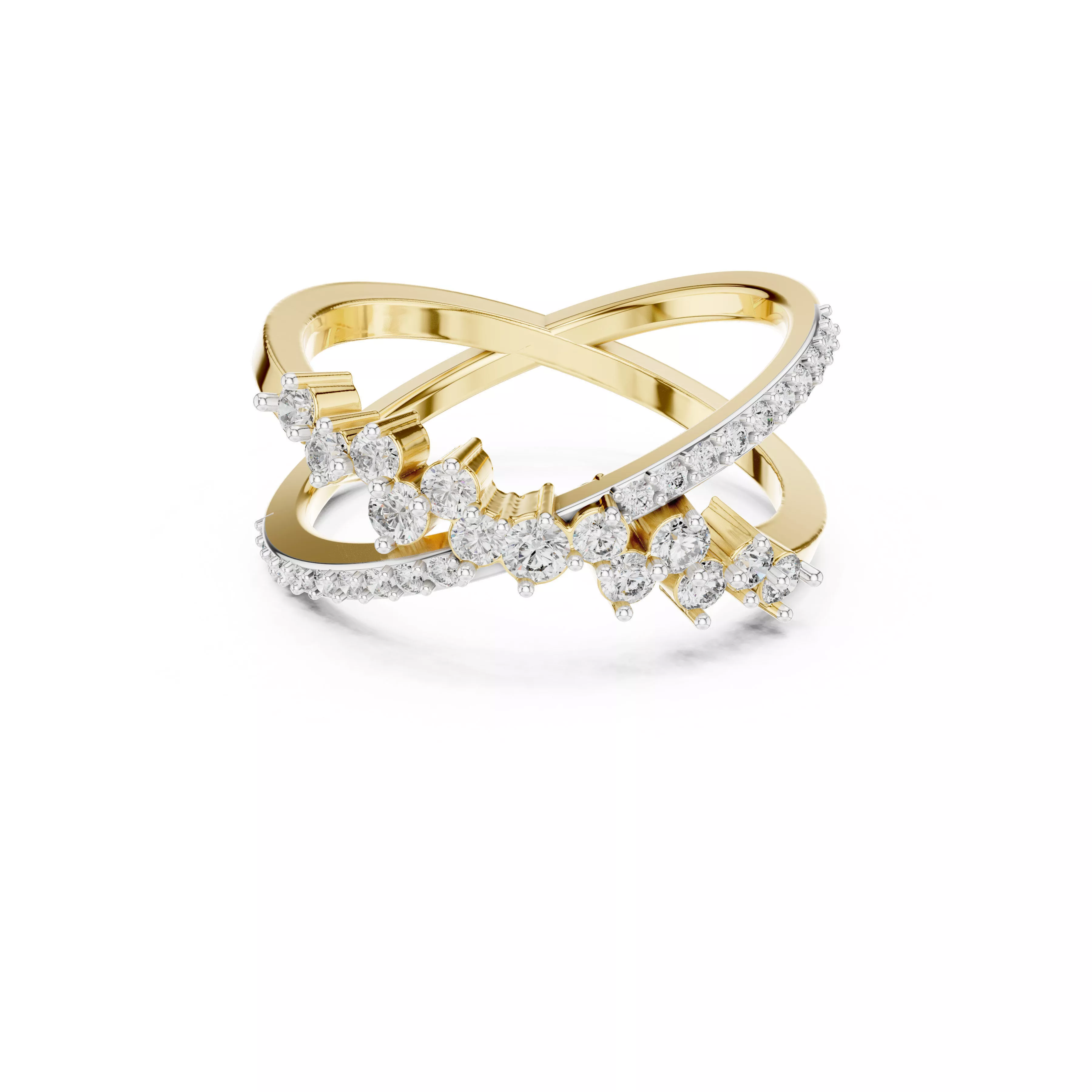 Criss Cross Diamond Statement Ring STL 3DM CAD 3D print model