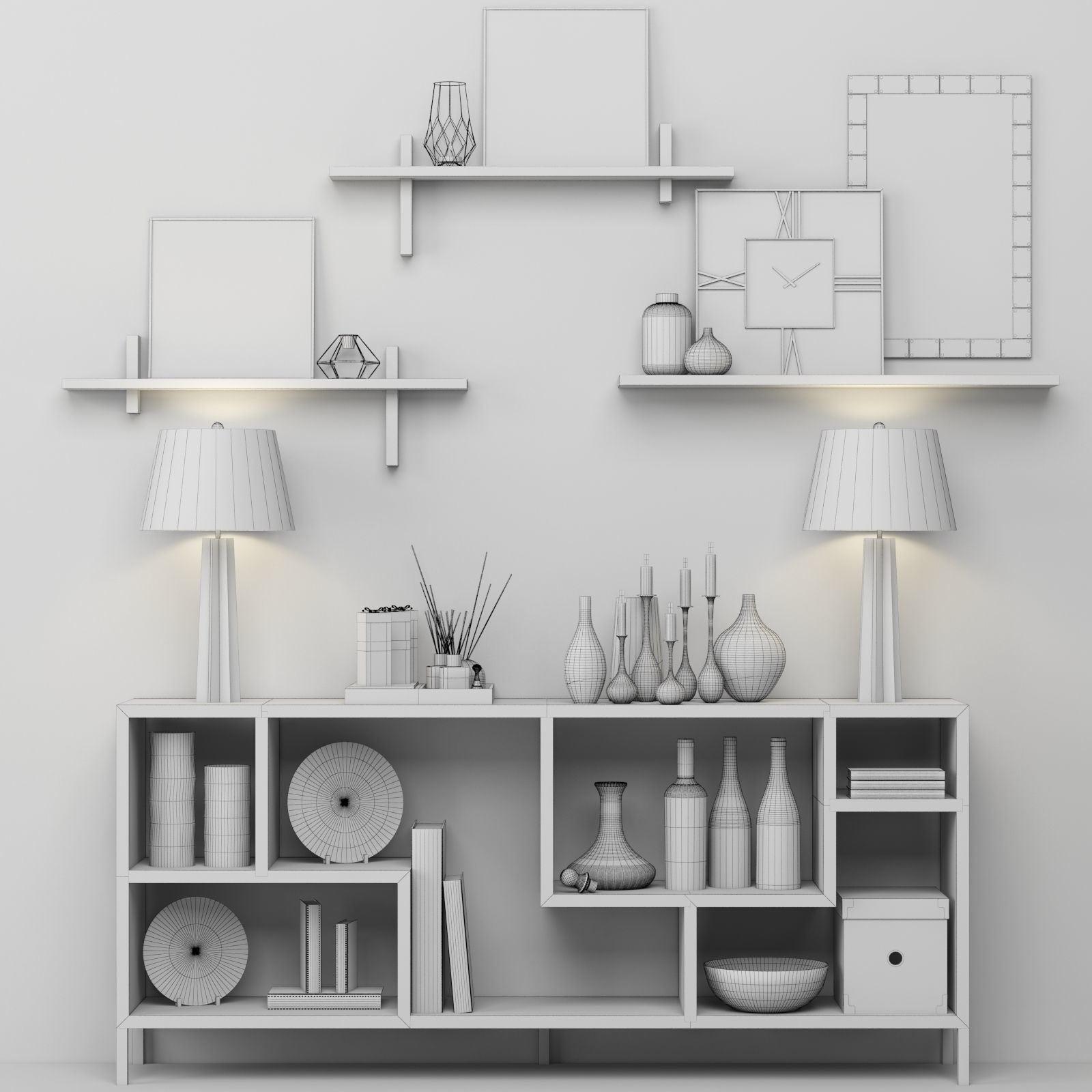 Decorative furniture set Modern 3D model_1