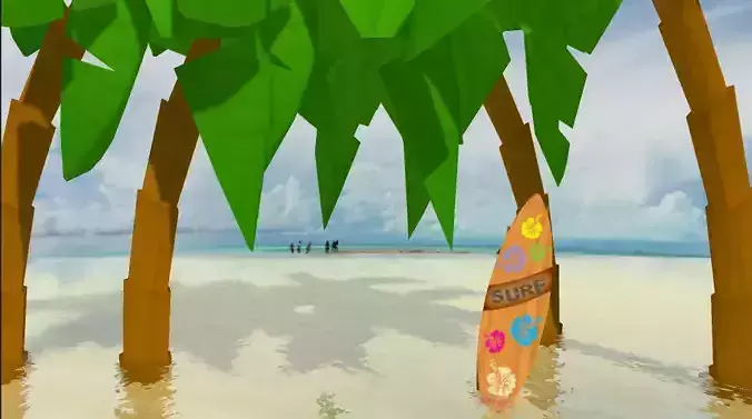 SurfBoard wooden Low-poly 3D model