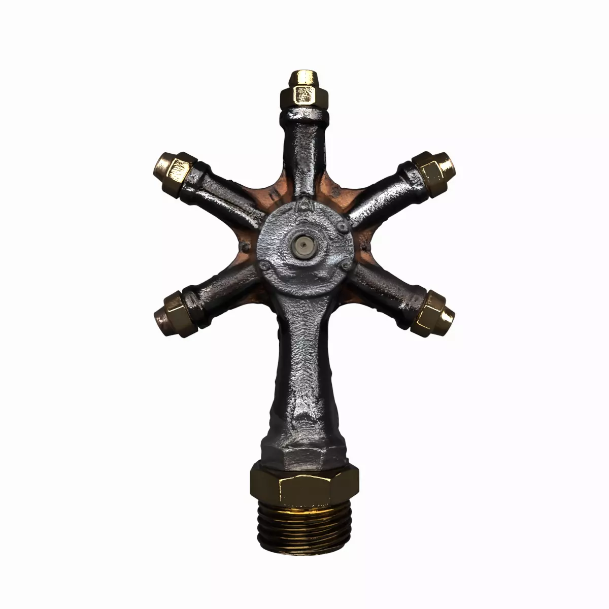 Vintage Cast Iron Rotating Garden Sprinkler 3D Model 3D model