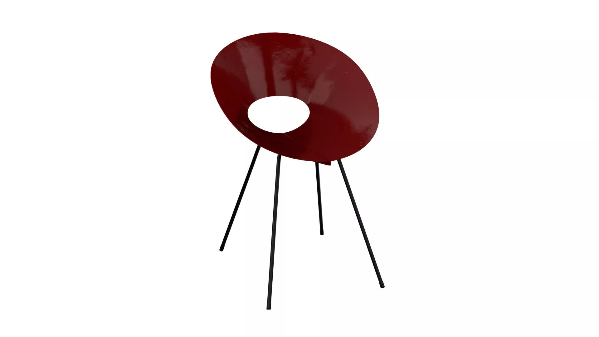 Red vintage metal chair Low-poly 3D model