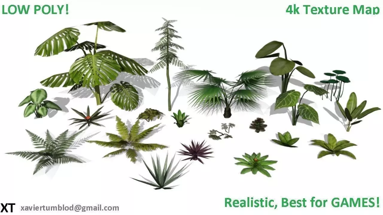 Low poly Foliage Pack Low-poly 3D model_0