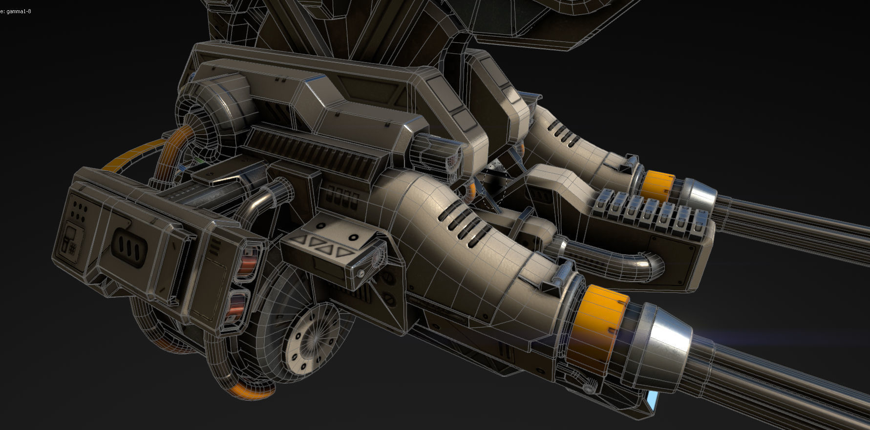 Advanced Gatling Turret Low-poly 3D model_4