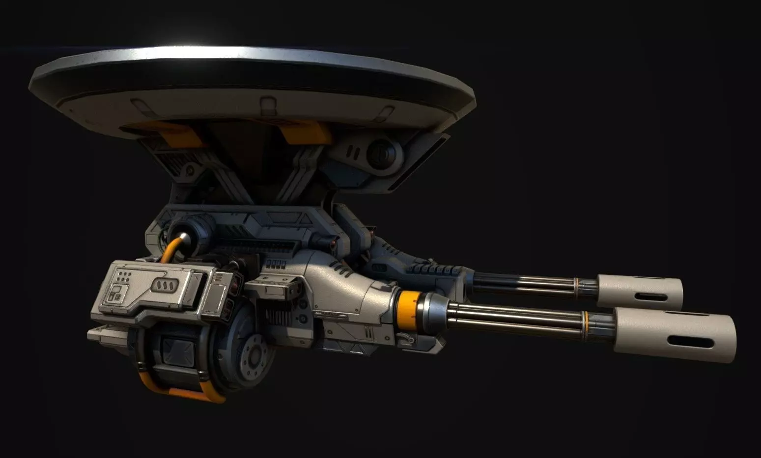 Advanced Gatling Turret Low-poly 3D model_0