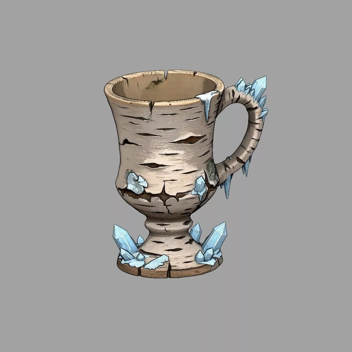 Frost Birch Crystal Goblet Fantasy 3D Mug Prop 3D print model