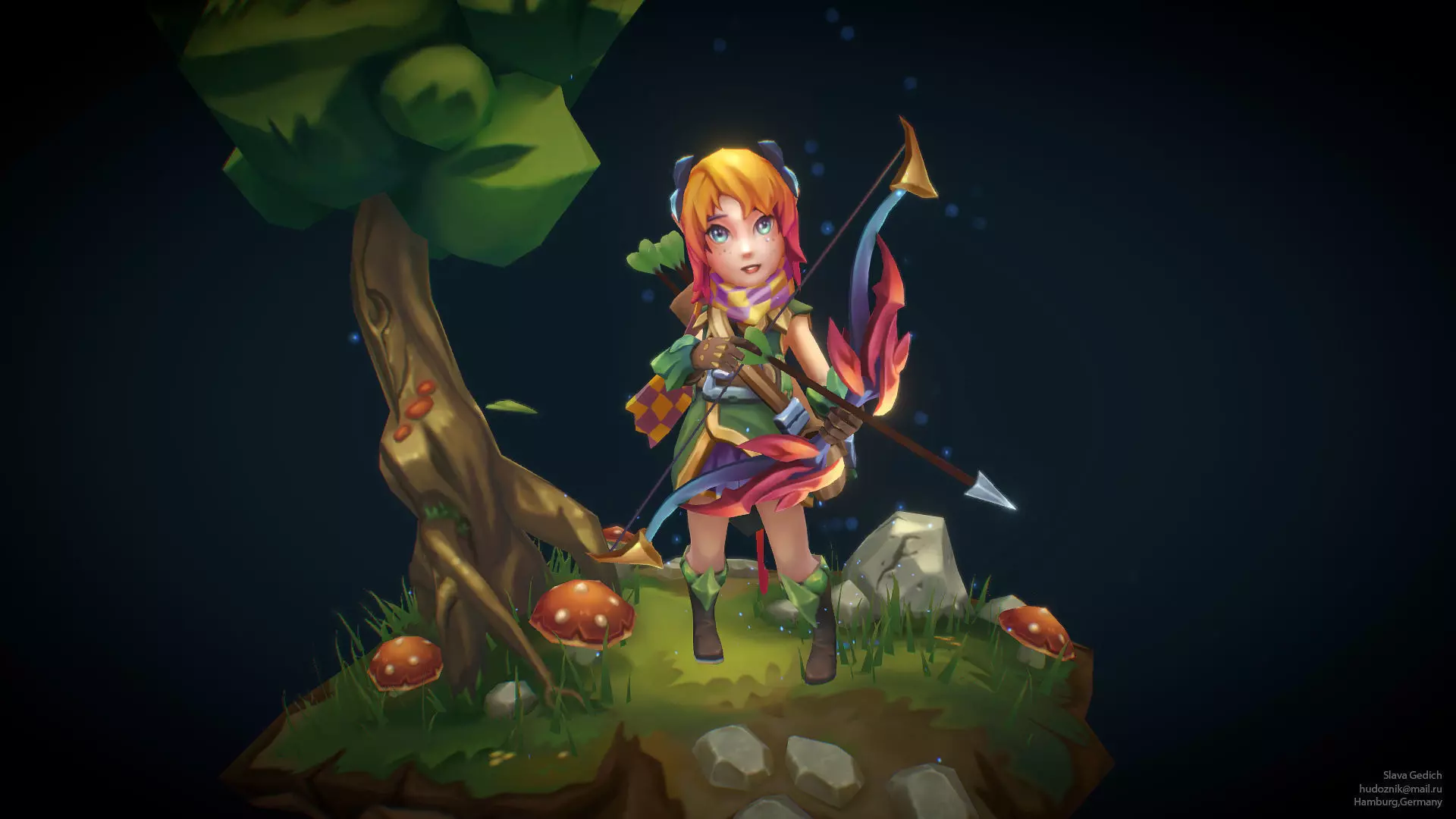 Ranged Hero Low-poly 3D model