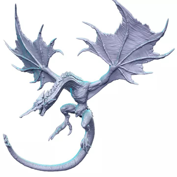 Cerulean Dragon I - Detailed Tabletop Figurine 3D print model