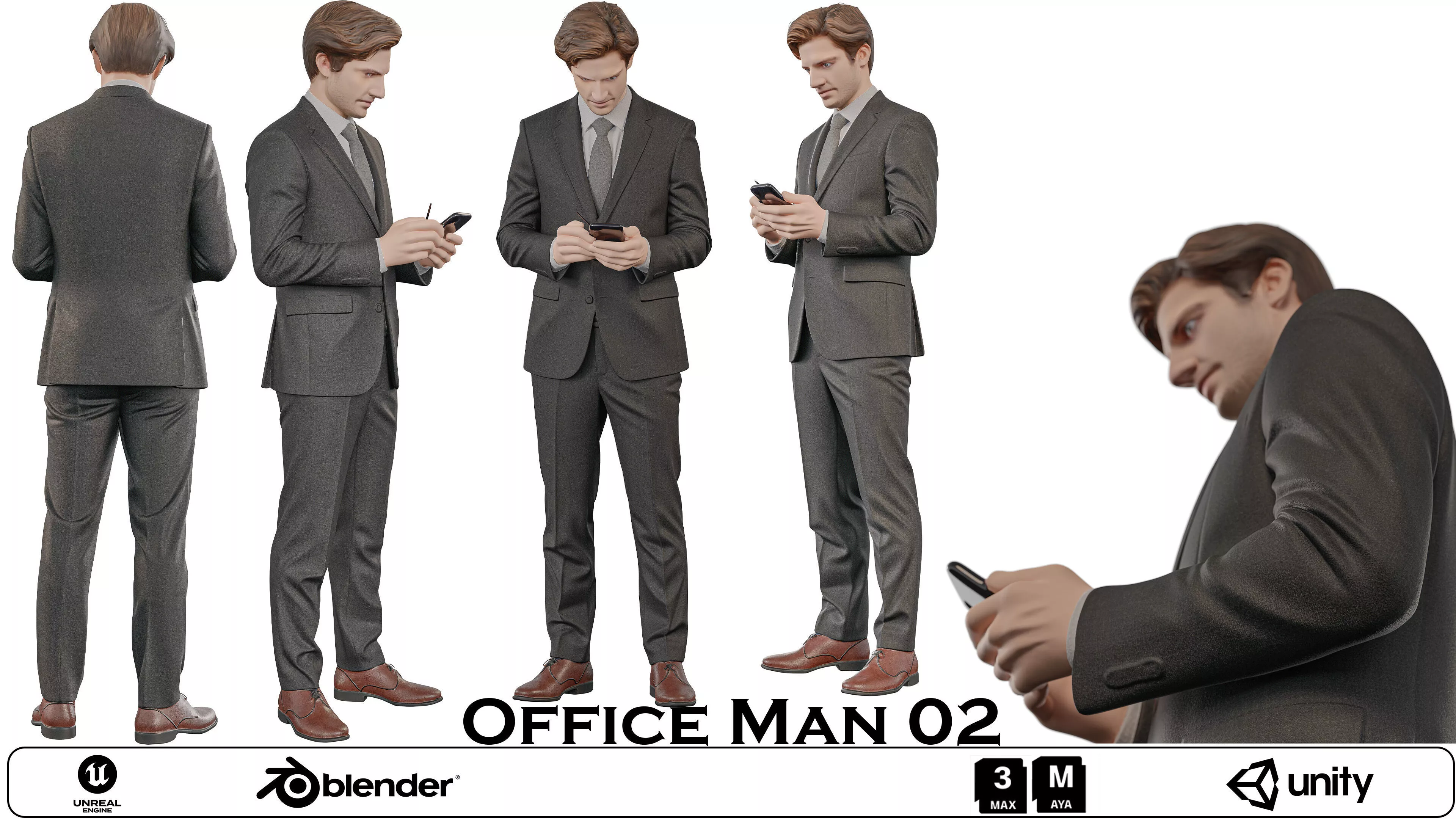 Office Man 02 Low-poly 3D model