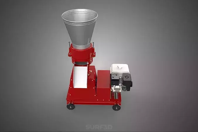 MOBILE PELLET PRESS MILL MAKING MACHINE PETROL GASOLINE ENGINE 3D model 4
