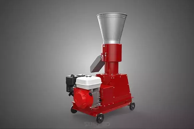 MOBILE PELLET PRESS MILL MAKING MACHINE PETROL GASOLINE ENGINE 3D model 5