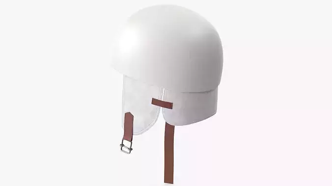 Vintage Formula 1 Recing Helmet 1952 3D Model White Low-poly 3D model 5
