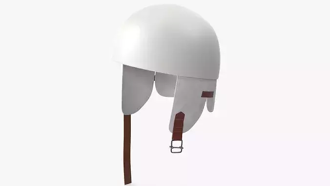 Vintage Formula 1 Recing Helmet 1952 3D Model White Low-poly 3D model 3