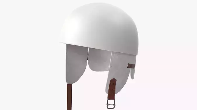 Vintage Formula 1 Recing Helmet 1952 3D Model White Low-poly 3D model 6