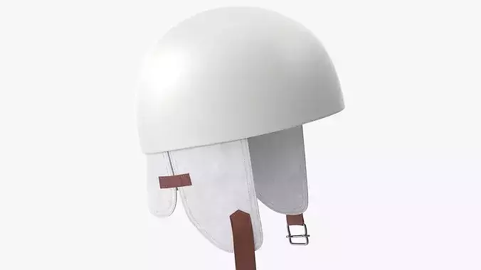 Vintage Formula 1 Recing Helmet 1952 3D Model White Low-poly 3D model 7