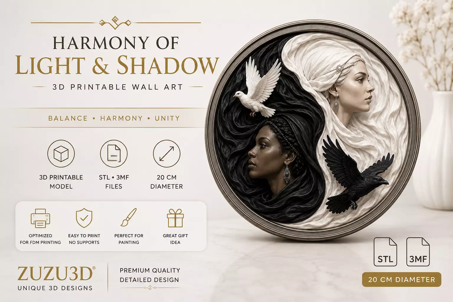 Harmony of Light and Shadow 3D print model