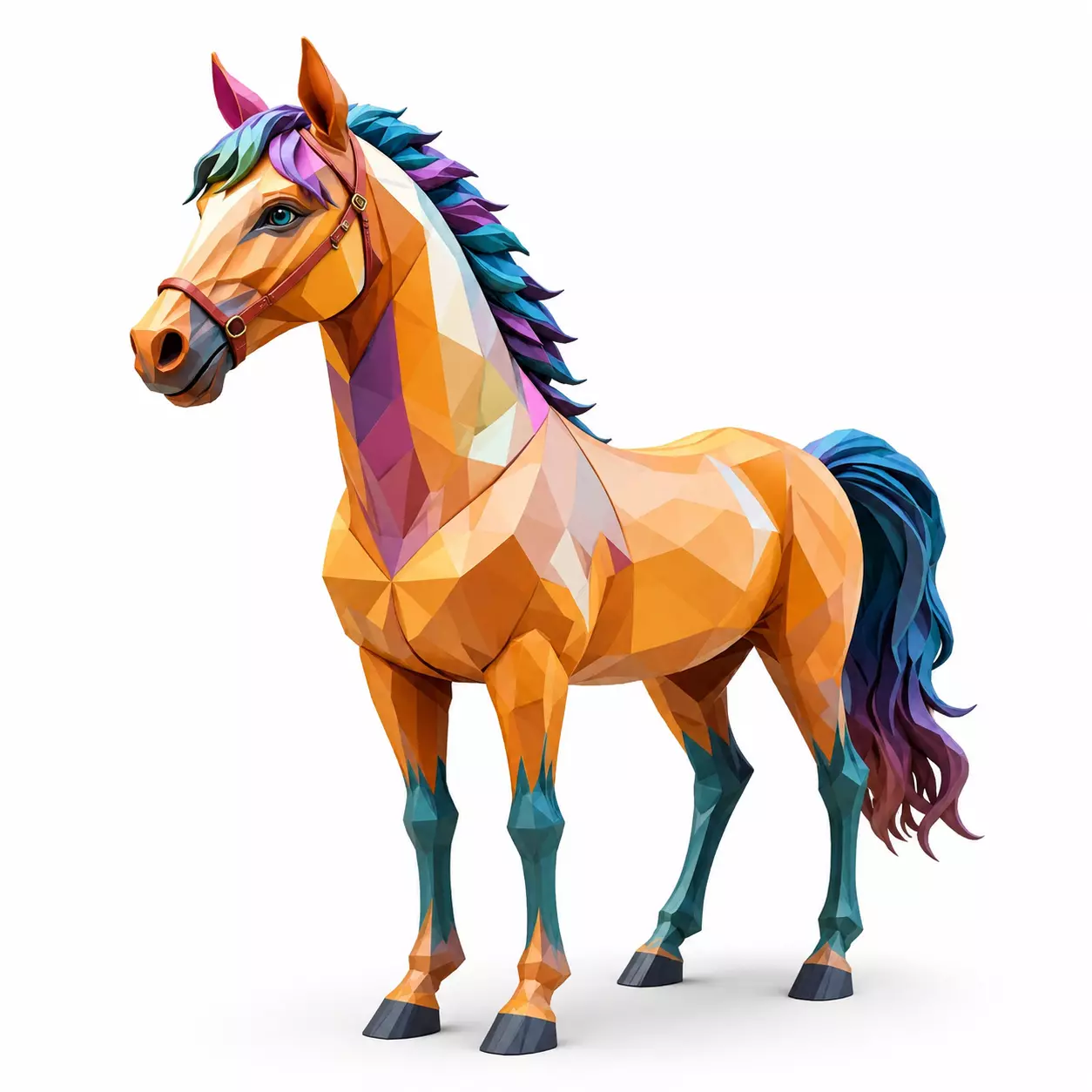 Low Poly Horse 3D Model - Geometric Farm Animal Asset 3D print model