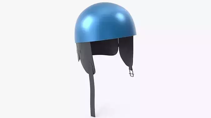 Vintage Formula 1 Recing Helmet 1952 3D Model Blue Low-poly 3D model 2