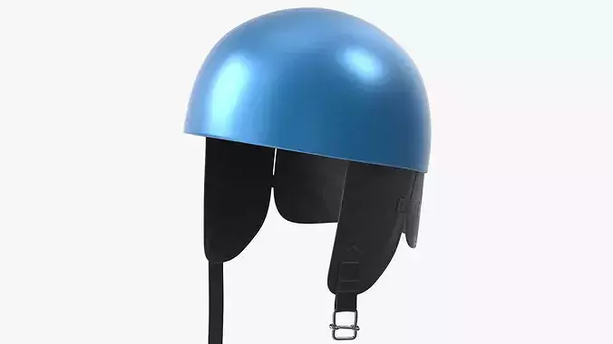 Vintage Formula 1 Recing Helmet 1952 3D Model Blue Low-poly 3D model 6