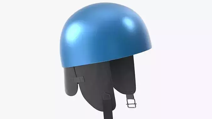 Vintage Formula 1 Recing Helmet 1952 3D Model Blue Low-poly 3D model 7