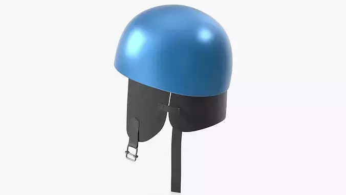 Vintage Formula 1 Recing Helmet 1952 3D Model Blue Low-poly 3D model 5
