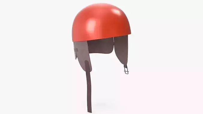 Vintage Formula 1 Recing Helmet 1952 3D Model Orange Low-poly 3D model