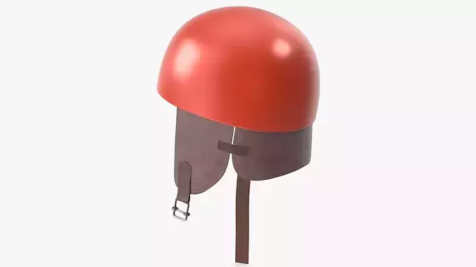 Vintage Formula 1 Recing Helmet 1952 3D Model Orange Low-poly 3D model 5