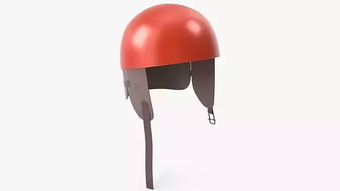 Vintage Formula 1 Recing Helmet 1952 3D Model Orange Low-poly 3D model 2