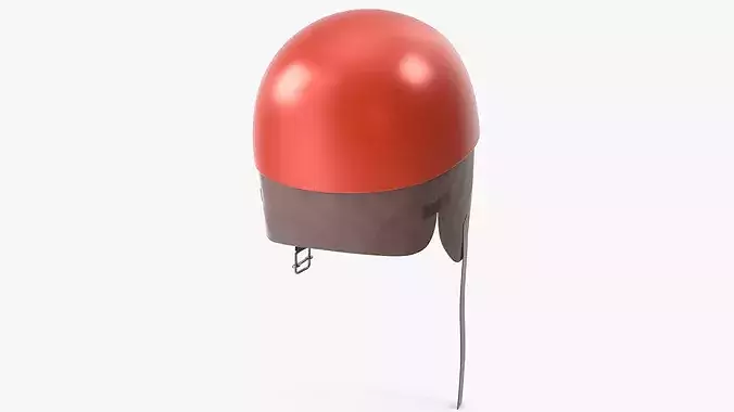 Vintage Formula 1 Recing Helmet 1952 3D Model Orange Low-poly 3D model 4