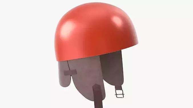 Vintage Formula 1 Recing Helmet 1952 3D Model Orange Low-poly 3D model 7