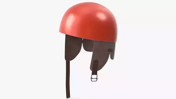 Vintage Formula 1 Recing Helmet 1952 3D Model Orange Low-poly 3D model 3